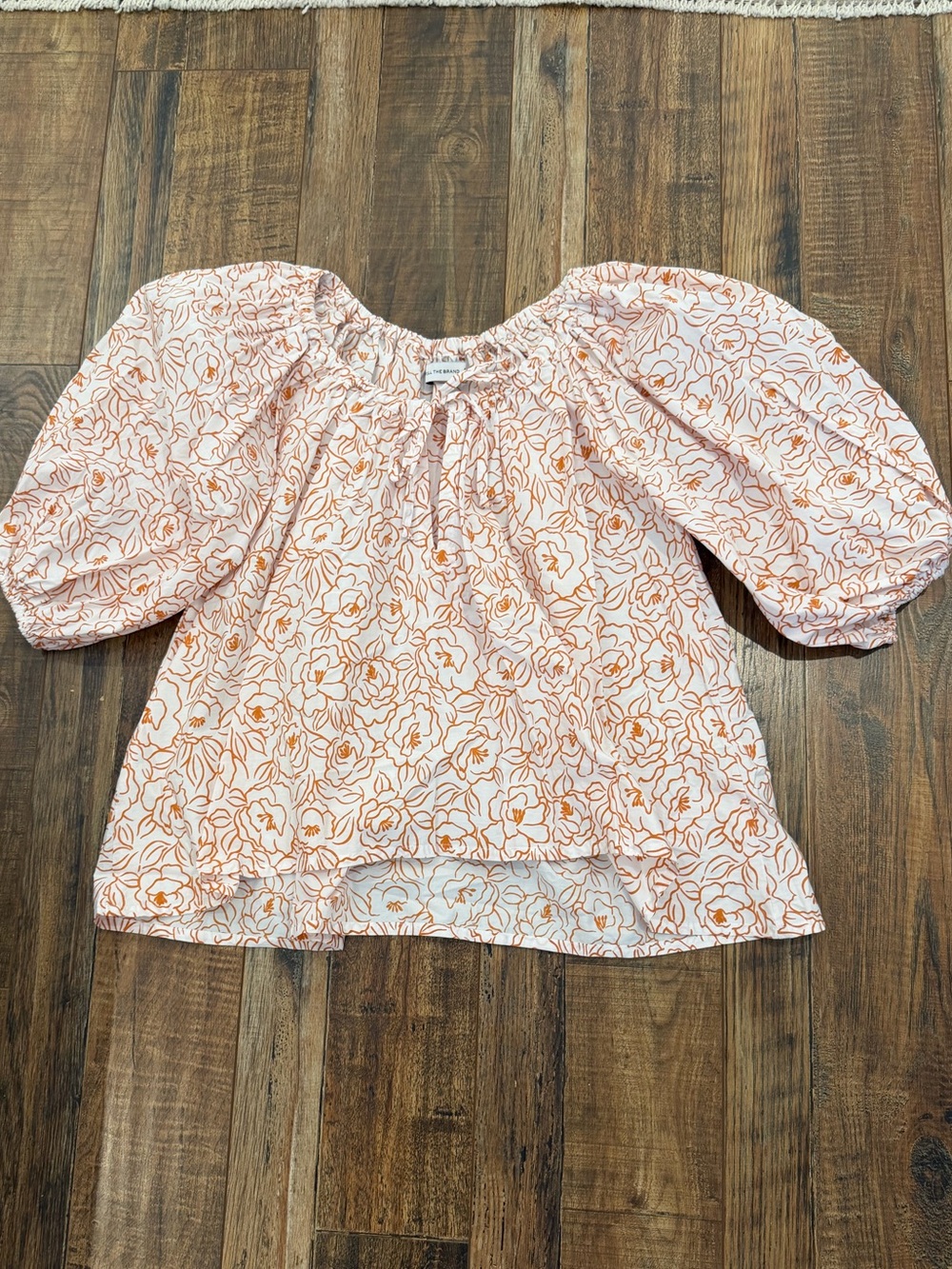 Peasant Blouse with Orange Floral Print